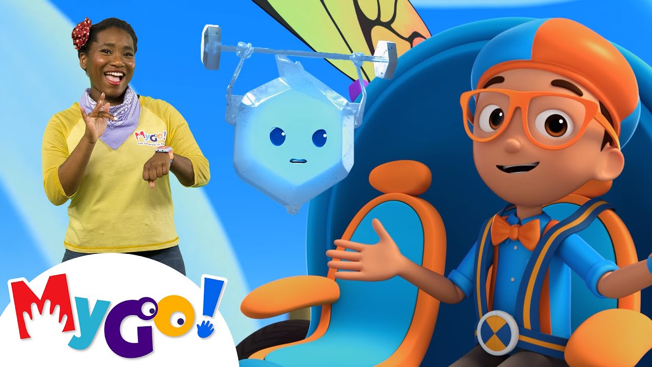 Blippi and the snowflake!❄️☃️| Blippi | MyGo! Sign Language for Kids | Educational Videos