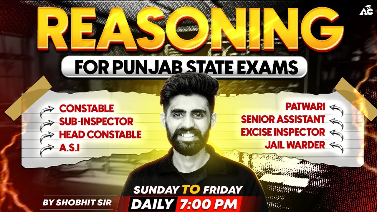 Punjab Police, PSSSB, Patwari, Jail Warder Reasoning For All Punjab State Exams 2025 By Shobhit Sir