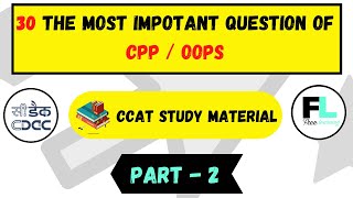 CPP /OOPS most important MCQs  | PART 2 |  cdac/ccat study material | cdac 2020