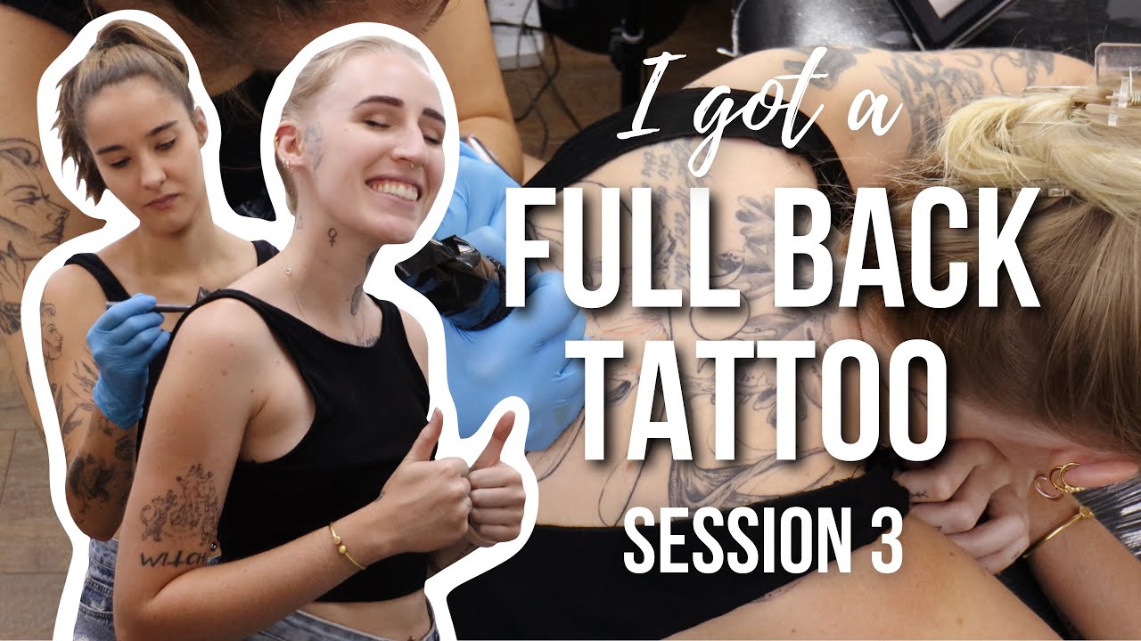 Tattoo artist gets FULL BACK TATTOOED - session 3