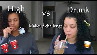 HIGH VS DRUNK MAKEUP CHALLENGE ft my bestfriend | Makayla Angel