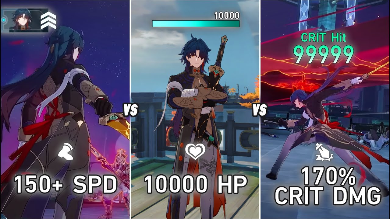 Blade BEST Build Comparison Solo! 10000 HP vs 150 Speed vs 170% Critical Damage%? [Honkai Star Rail]