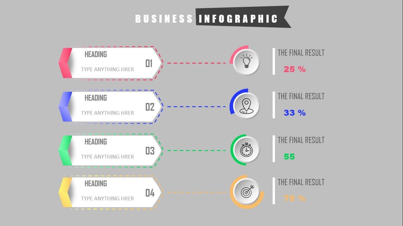 create 4 arrow infographic animation presentation 