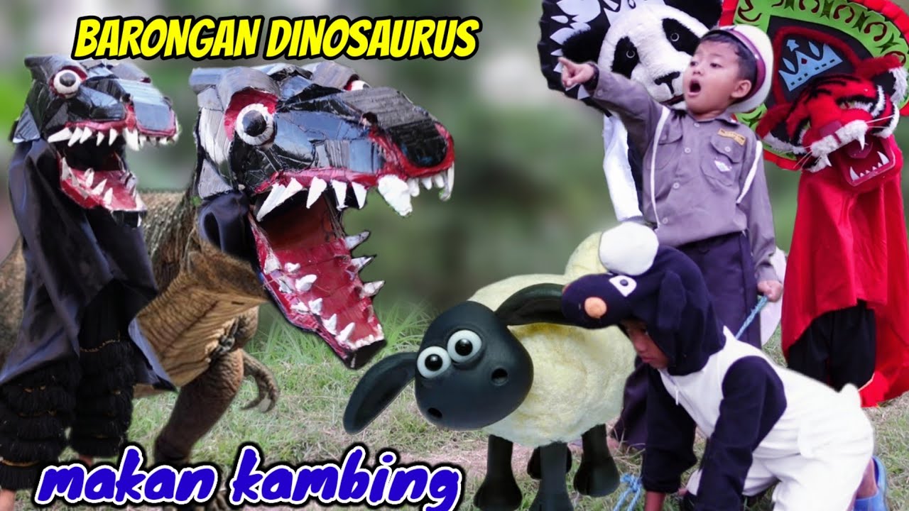 BARONGAN DINOSAURUS HITAM MAU MAKAN KAMBINGNYA VICHO BOCAH NGEVLOG