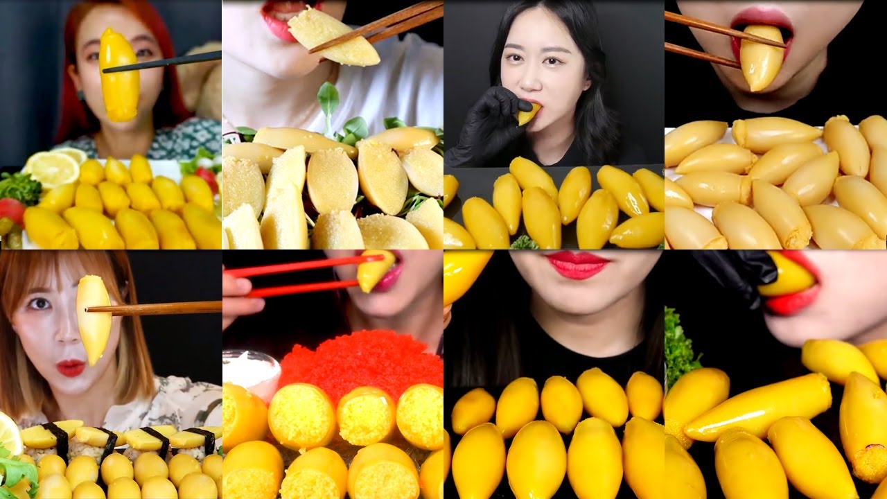ASMR KOMOCHI YARIIKA . TỔNG HỢP CLIP ĂN TRỨNG CÁ TRÍCH  MỰC ỐNG.