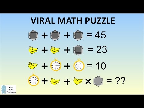 Math Puzzle Stumping The Internet SOLVED - The Bananas, Clock, Hexagon Algebra Problem