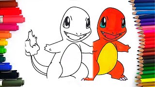 Charmander Coloring Pages, Pokemon, Hitokage painting