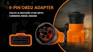 HUMZOR 9 Pin J1939 Male to 16 Pin OBD2 Adapter