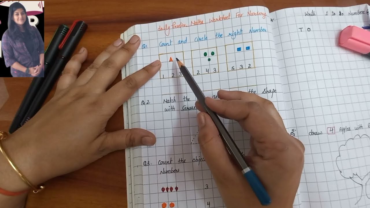 Maths & English Exam Practice Worksheet for Nursery | Easy Nursery Worksheet