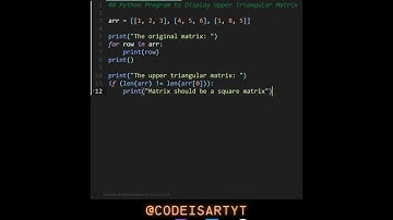 Display Upper Triangular Matrix in Python | Python Examples | Python Coding Tutorial | Interview