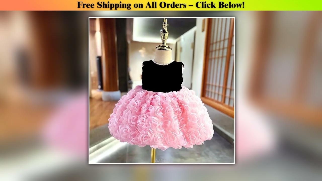Party Dress New Pink Girls Princess Dresses Baby 1st Birthday Gown Photo Shoot Party Formal Wear