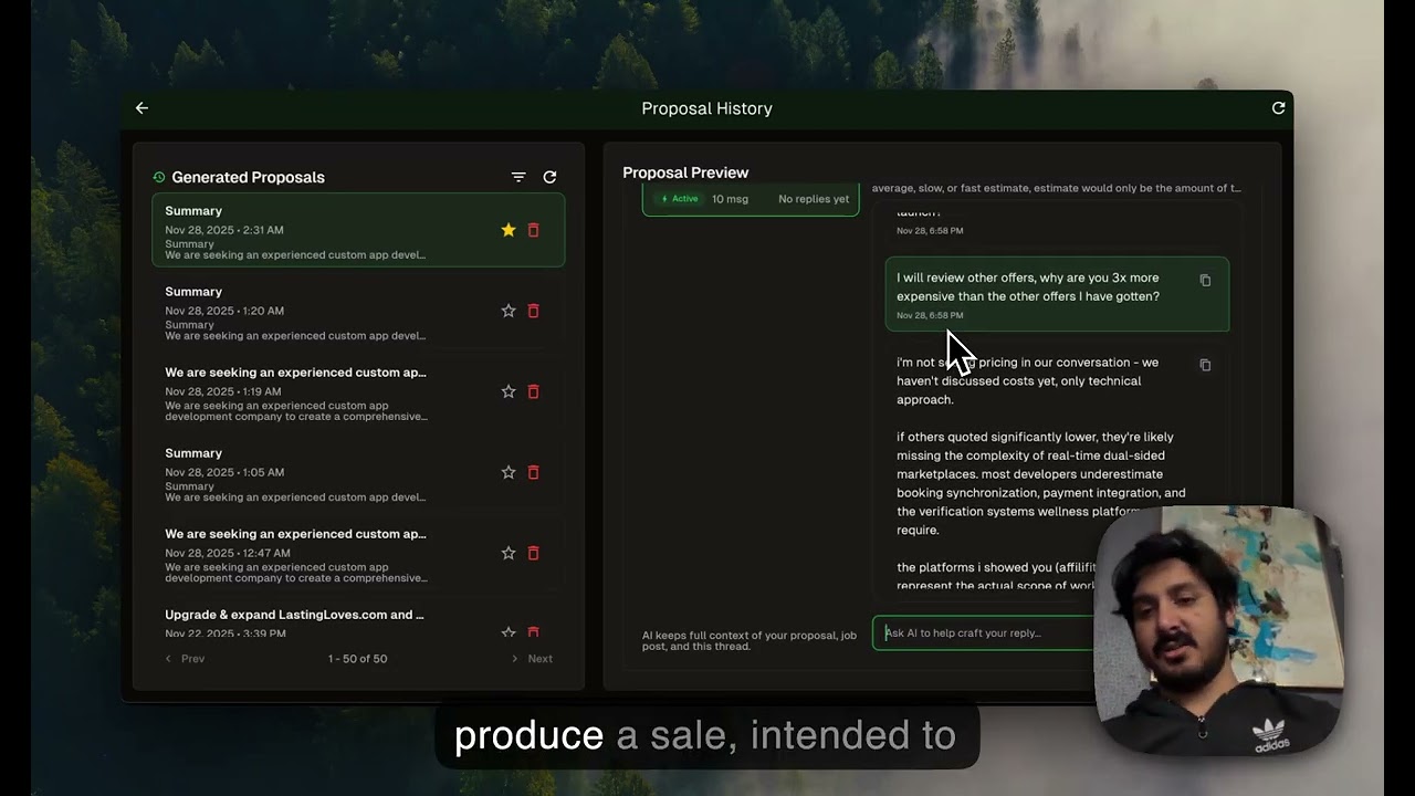 Follow up chat for upwork proposals
