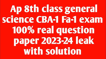 Ap 8th class science Fa1 CBA-1 💯real question paper 2023-24 |8th class Cba-1 ps&ns answer key 2023