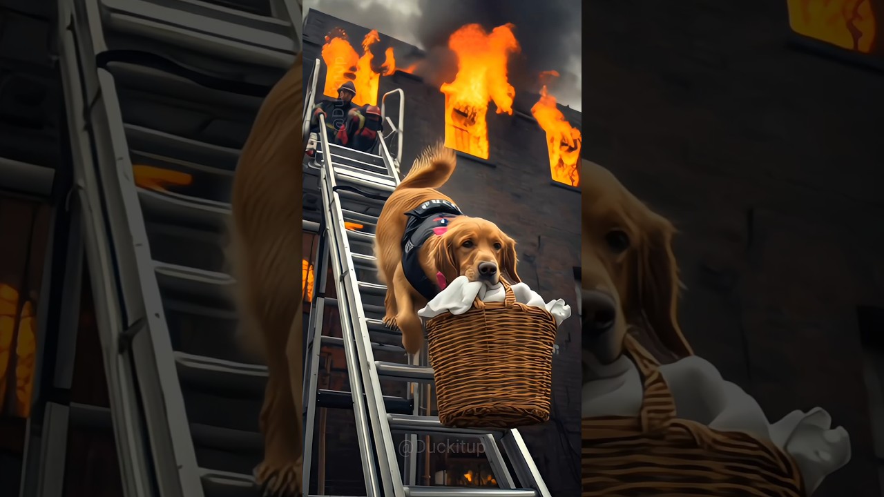 A golden retriever police dog saving a child. 🥺 