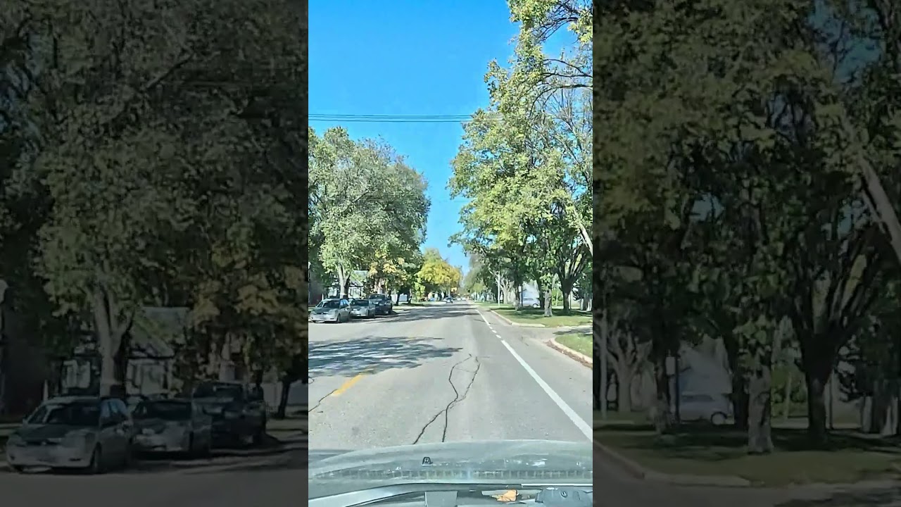 Driving During Fall Season Through Harrow St  Winnipeg Manitoba 