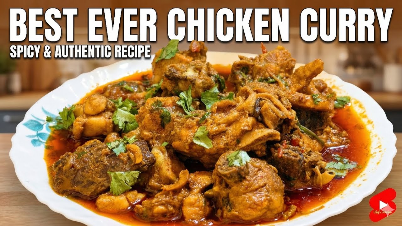 Best ever chicken curry spicy and authentic recipe cooked at home (Homemade) 