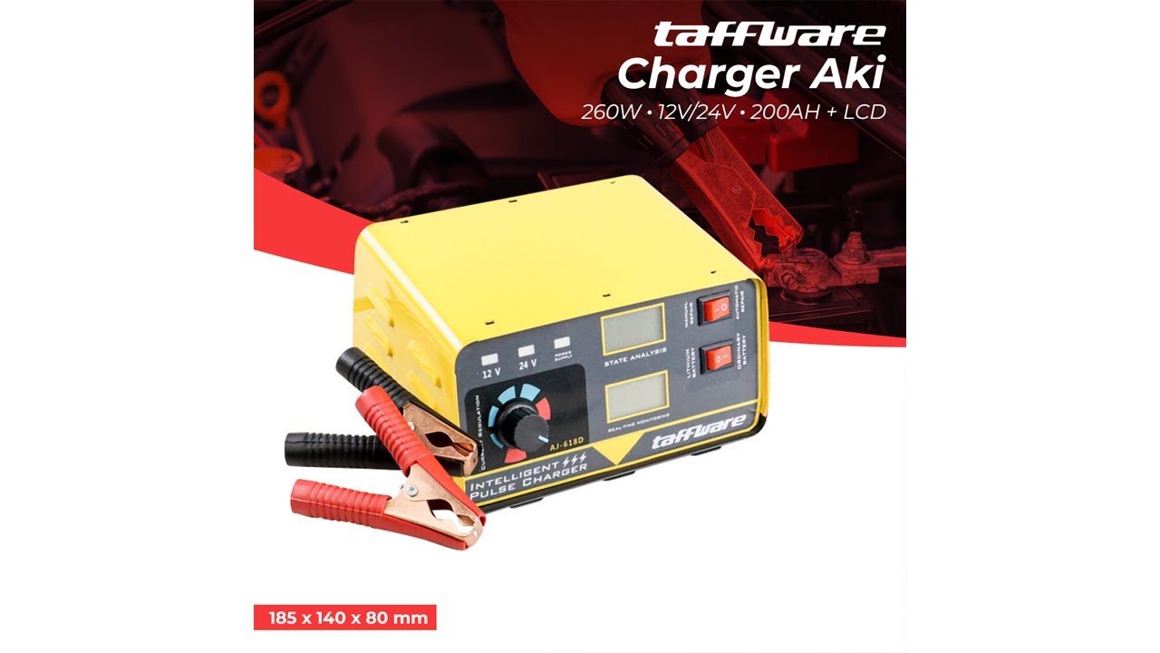 Taffware Charger Aki 260W 12V/24V 200AH + LCD - AJ-618D - 7RRS64YL