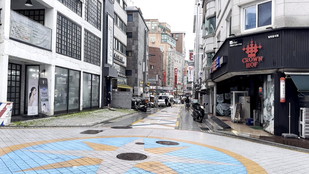 [4K HDR] 비 내리는 거리 - 대학동 주변 산책(녹두거리) - Remake HDR