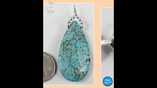 Sterling Zilveren Peervormige Hanger Van 30X48 Mm Met Blauwe Magnesiet En Een Ketting Van 45 Cm.