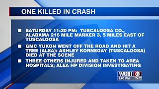 One person dead and three injured after a crash in Tuscaloosa, AL