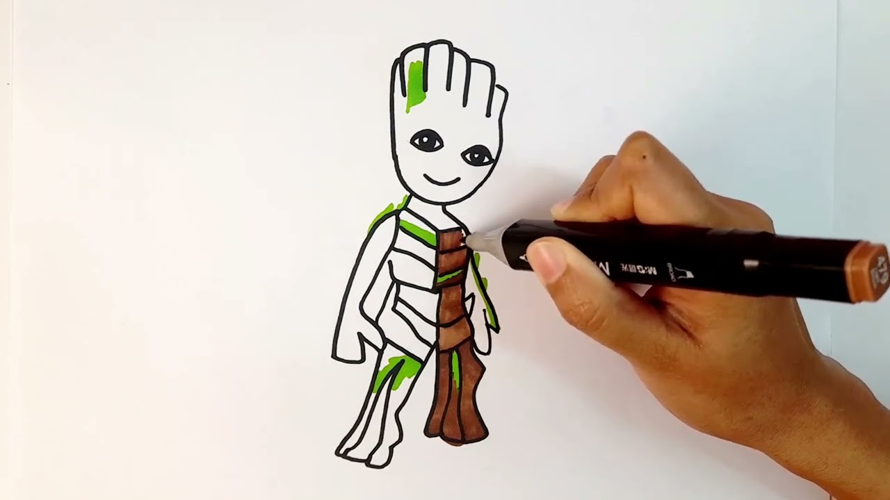 How to Draw Groot | Step-by-Step Drawing Tutorial for Kids & Beginners 