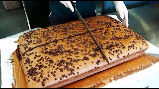 초코 대왕 카스테라 만들기/Amazing Giant Chocolate  Castella / making Chocolate Jiggly Cake / korean street food