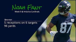 Noah Fant TE Seattle Seahawks | Every target and catch | 2022 | Week 9 @ Arizona Cardinals