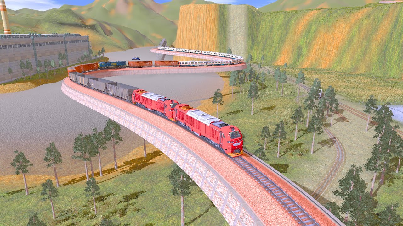 Wow! Red Train Must Pass Through Messy Tracks Wrapped Around The Roof of a Building