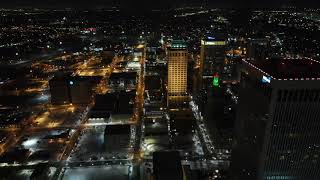 Snowy Downtown Tulsa Drone Footage
