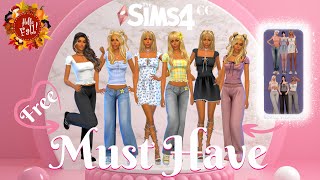 The Sims 4 CC Review  🍂 RIMINGS 👖TopDress PlumeriaPin & WideJeans &T-shirt& WidePants🍂Fall by Pinki