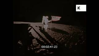 50fps | Apollo 11 Astronauts Plant US Flag, 1969 Moon Landing - 4K Frame Interpolation