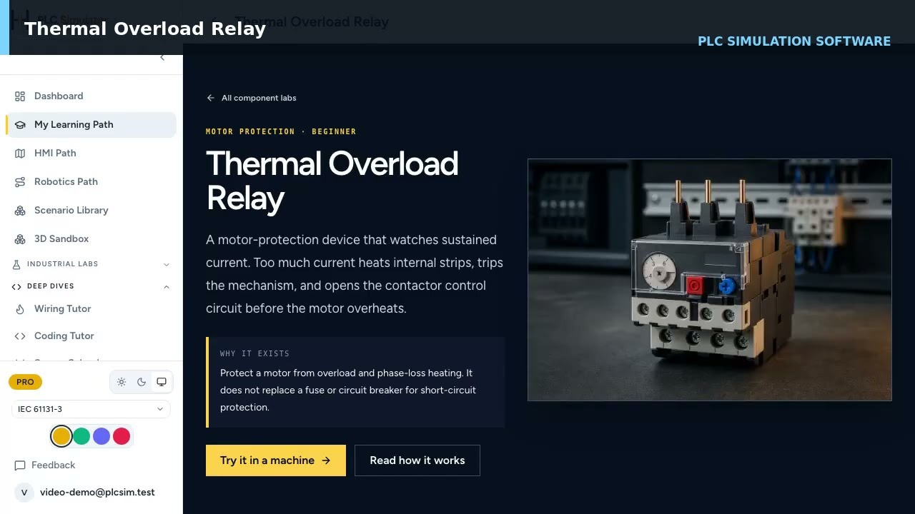 Thermal Overload Relay — Heat, Trip Contact and Reset