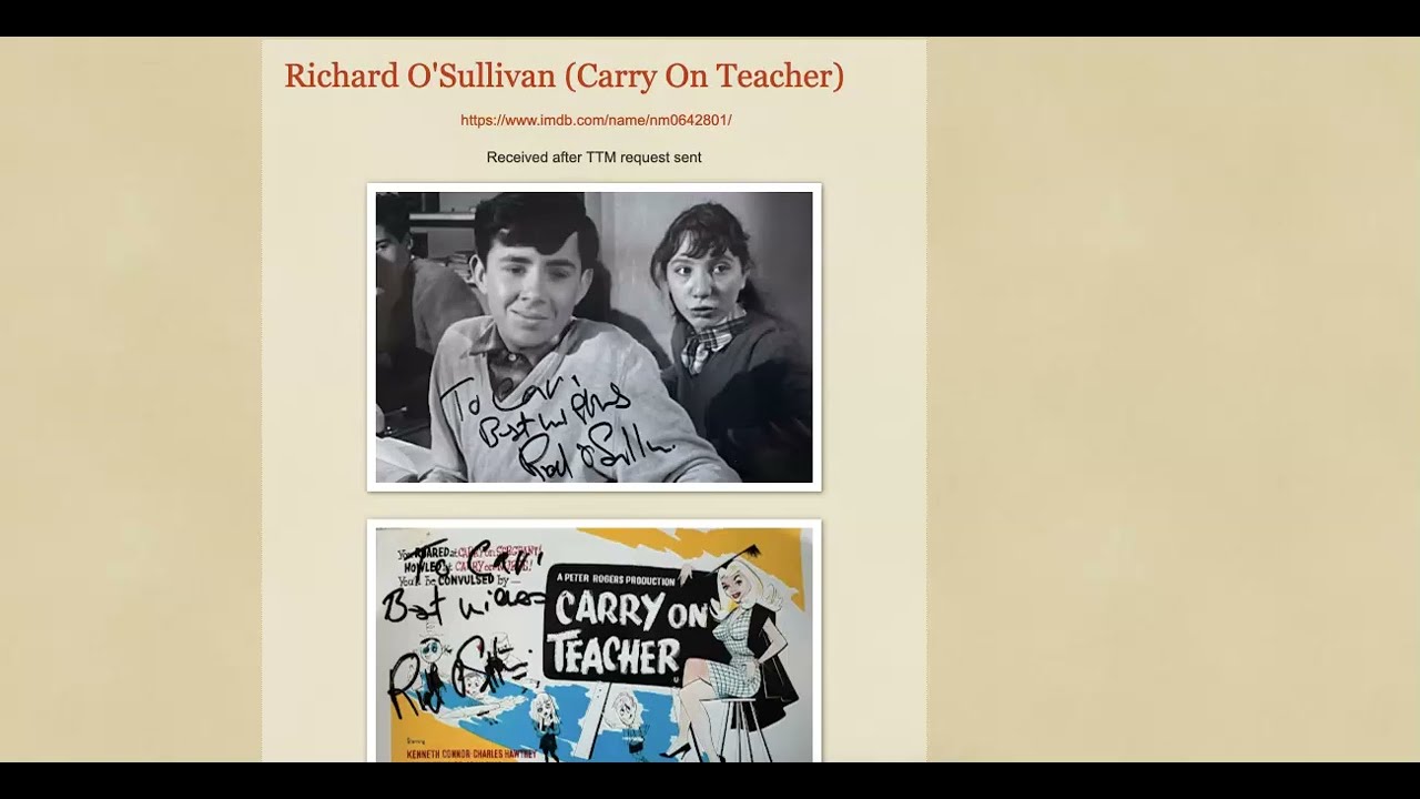 Celebrity Signings - Latest New Autograph update - Carry On, Doctor Who, Books and More!