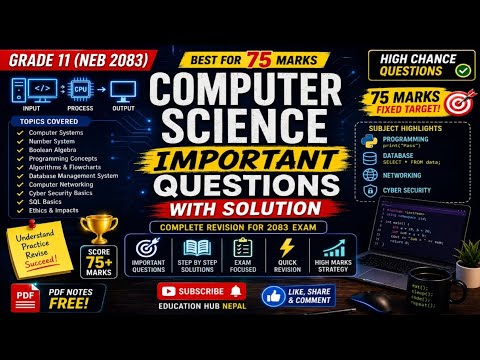 Grade 11 Computer Science 75 Marks Fixed Important Questions Solution ...