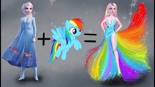 Elsa Frozen Glow Up As Rainbow Dash | Disney Princesses Mixed My Little Pony