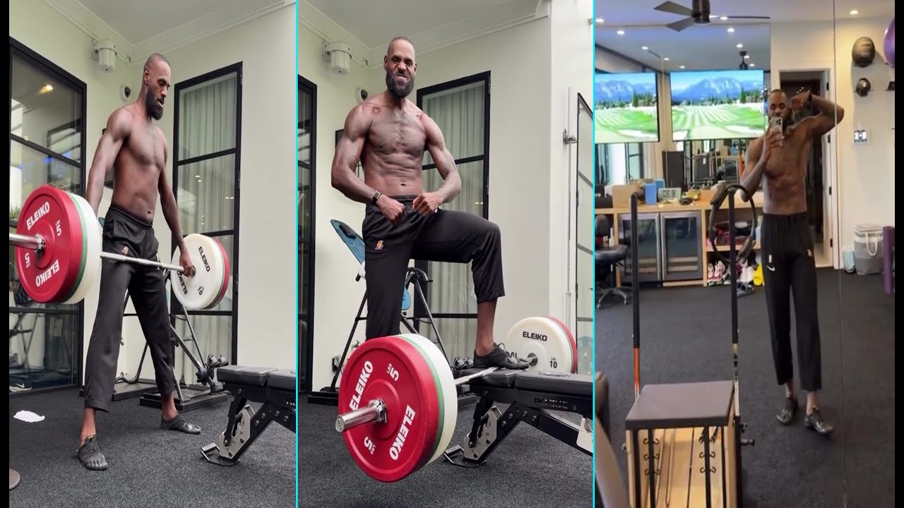 LEBRON JAMES LIFTING HEAVY IN THIS LATEST OFF SESAON WORKOUT IN  HOME GYM
