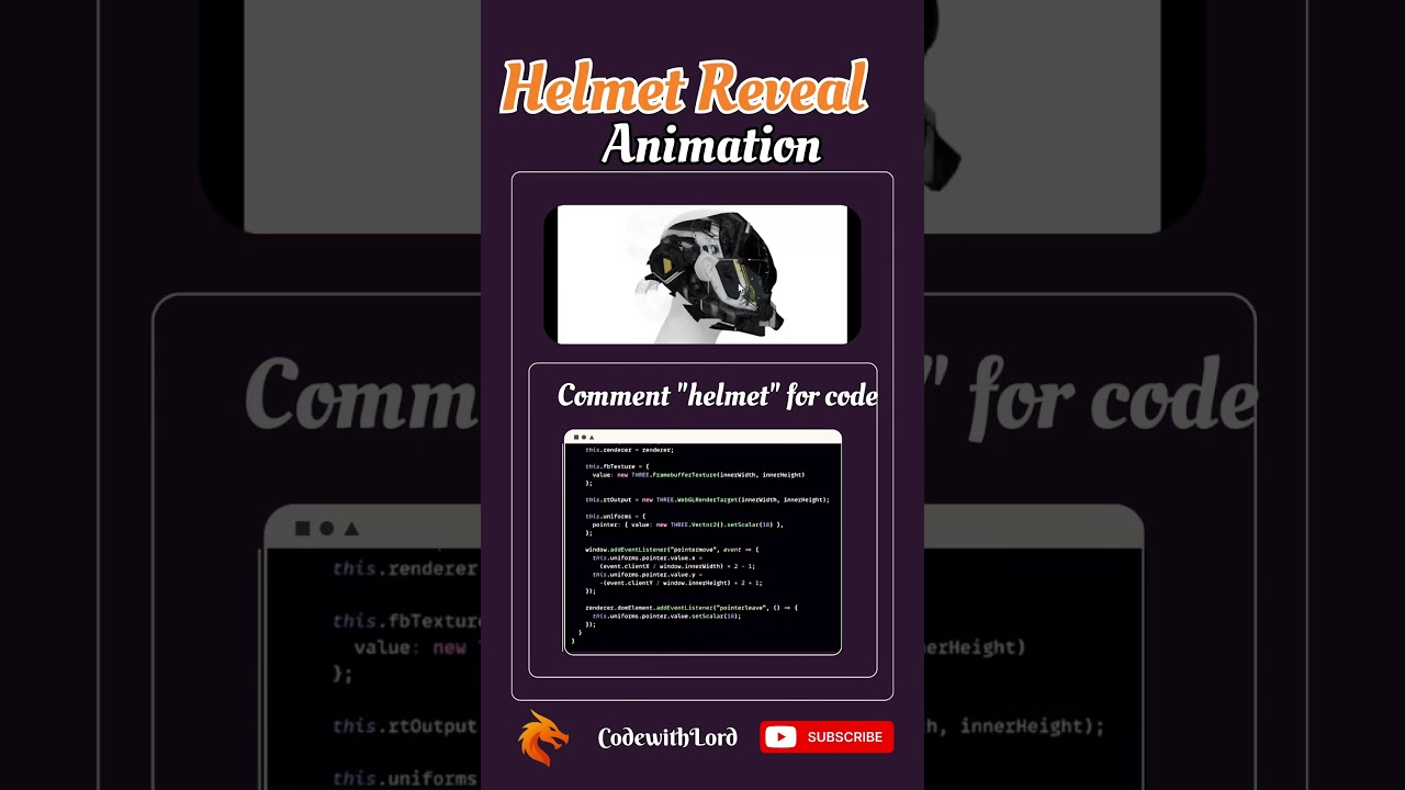 Helmet Reveal Animation in Three.js | Futuristic 3D Web Animation (CodewithLord)