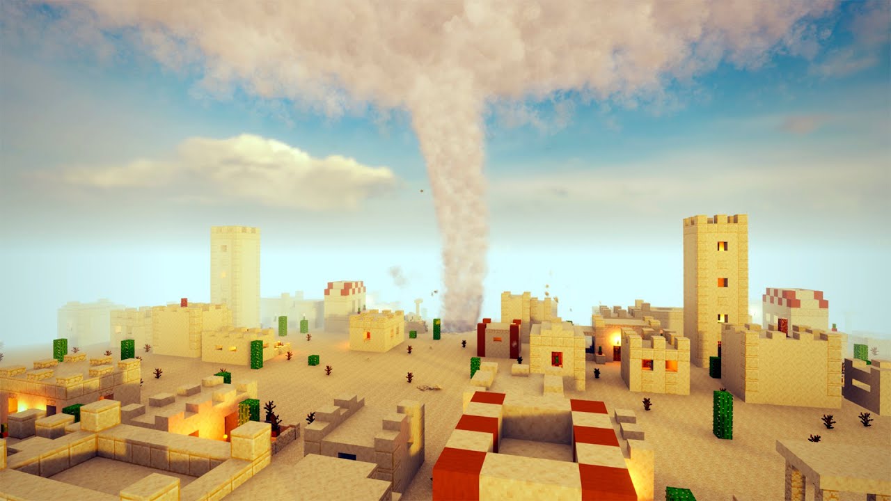 Tornado in a huge Desert Village in Minecraft Teardown - YouTube