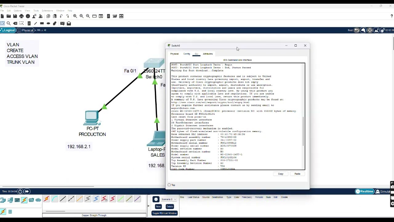VLAN Creation, Access VLAN, and Trunk VLAN