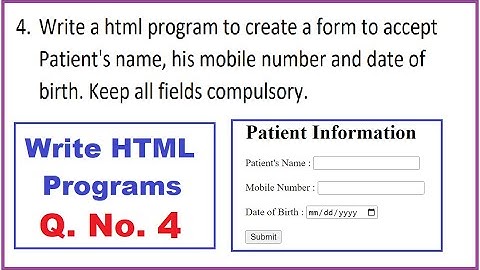 HTML Programs Q.4 - HSC IT online Exam March 2023