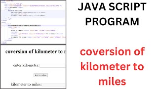 Javascript programs || conversion of kilometer to miles with codeing || notepad++