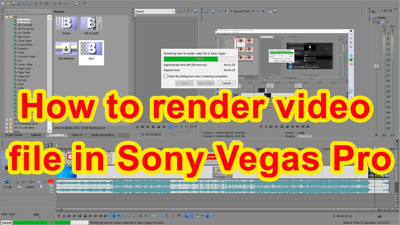 How to render video file in Sony Vegas Pro - YouTube