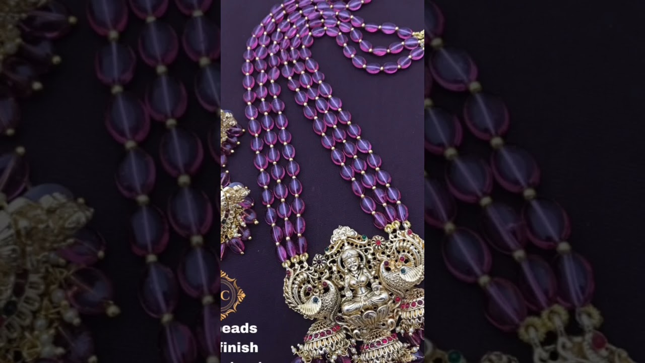 Real beads matt finish pendant set