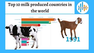 Racing Bar Chart - Top 10 milk produced countries in the world - Ranking History