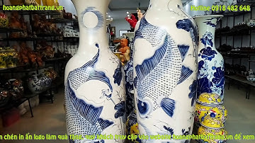 Lộc bình men rạn Lý ngư vọng nguyệt - cá chép trông trăng - hoangphatbattrang.vn