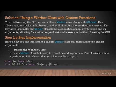 How to Prevent GUI Freezing in PyQt5 by Passing Functions to a Worker Class