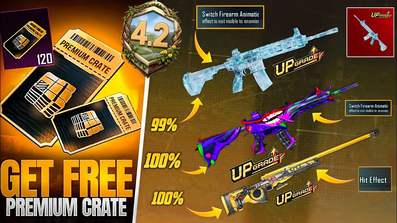 Next Premium Crate Ia Here | 4.2 Update Upgraded Guns Changes And Glacier M416 Switch effect | PUBGM