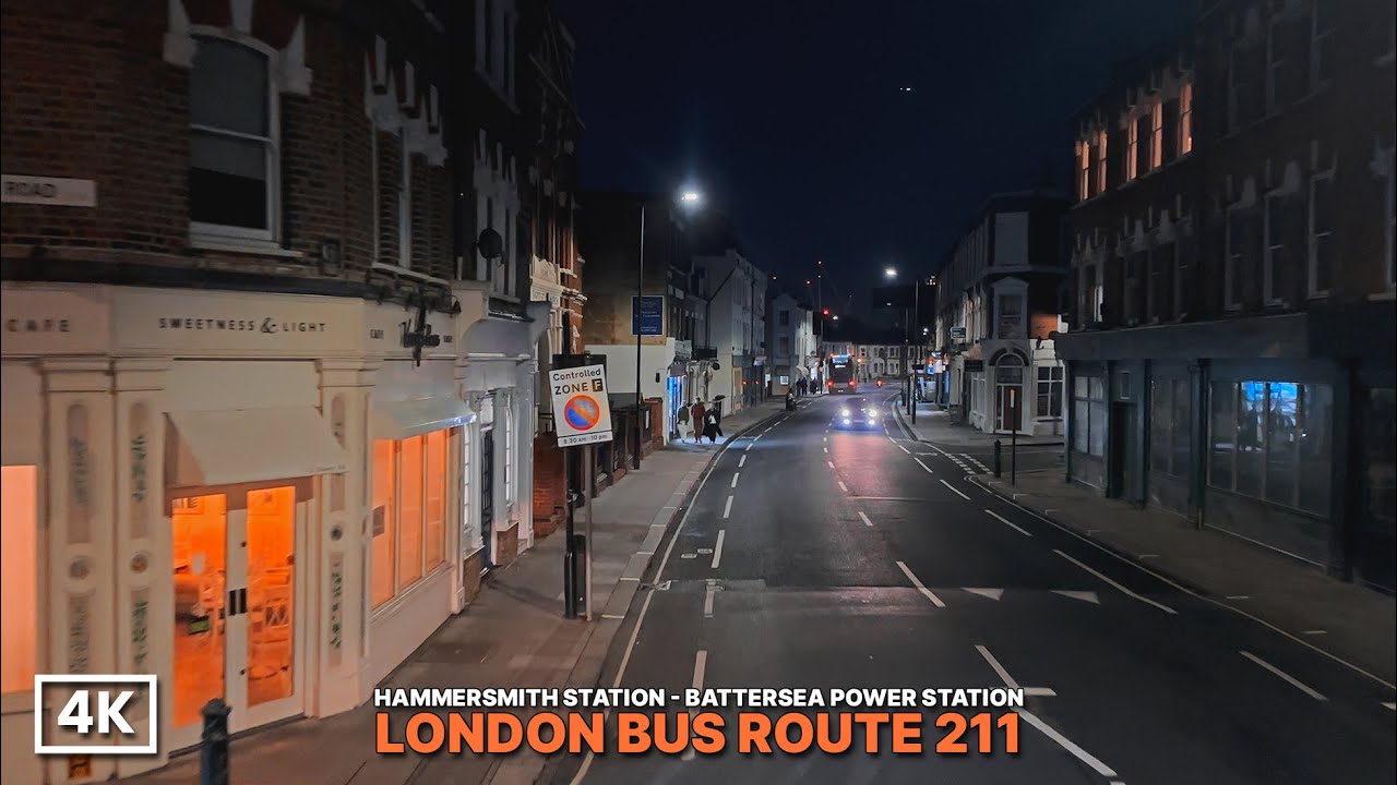 Nighttime Bus Journey Through London | Bus Route 211: Hammersmith to Battersea in 4K