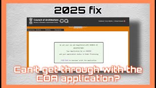 COA Application process for newly registered architects FIX (2025)