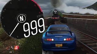 This Supra reached 999Km\/h - Forza Horizon 4 - Train Speed Glitch